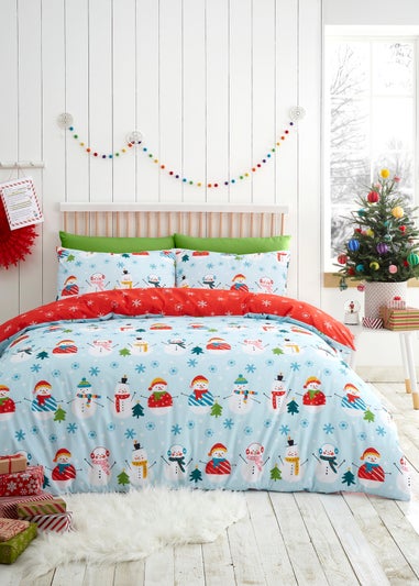 Fusion Christmas Snowman Duck Egg Duvet Cover Set