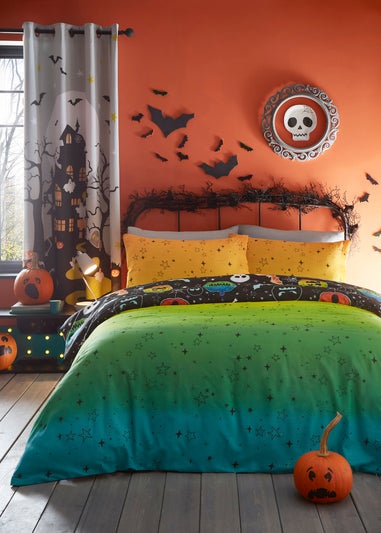 Bedlam Scary Pumpkins Glow in the Dark Halloween Black Duvet Set