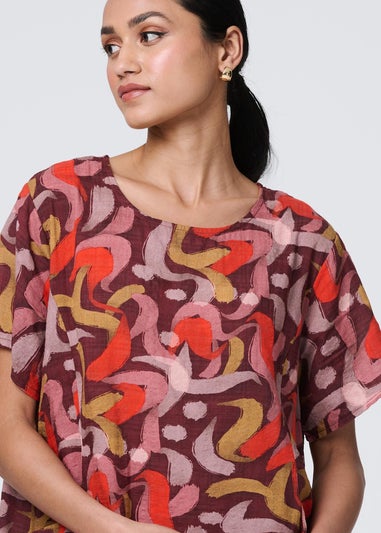 Izabel London Orange Printed Round Neck Tunic Dress