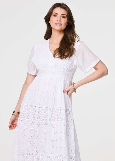 Izabel London White Broderie Anglaise Short Sleeve Dress