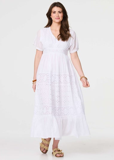 Izabel London White Broderie Anglaise Short Sleeve Dress