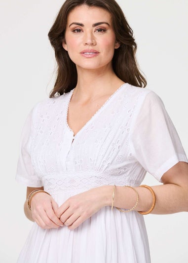 Izabel London White Broderie Anglaise Short Sleeve Dress