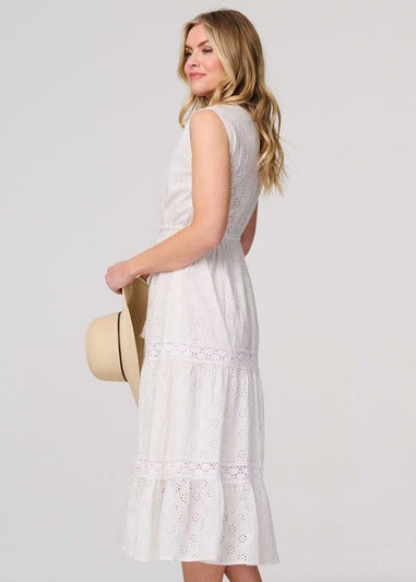 Izabel London White Broderie Anglaise Tiered Dress