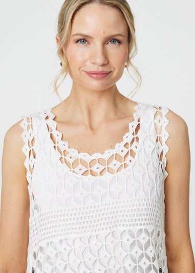 Izabel London White Lace Sleeveless High Low Top