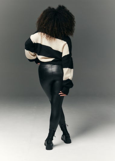 In The Style Black Leather Look Leggings