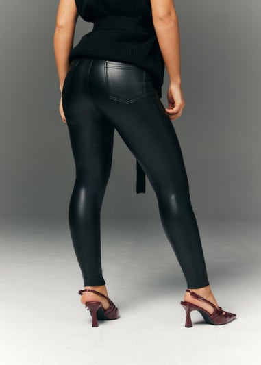 In The Style Black Leather Look Leggings