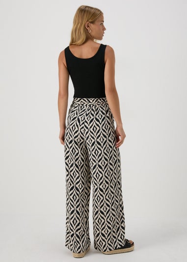 Monochrome Print Wide Leg Trousers