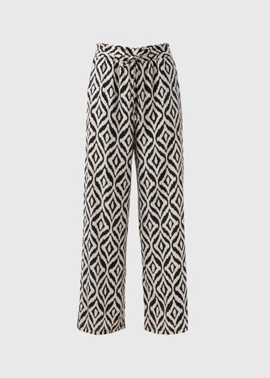 Monochrome Print Wide Leg Trousers