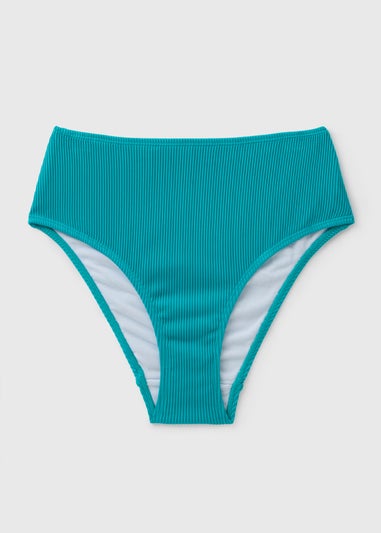 Green Ribbed High Waisted Briefs