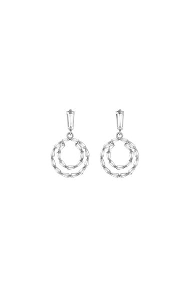 Mood Silver Crystal Cubic Zirconia Mini Forward Facing Drop Earrings