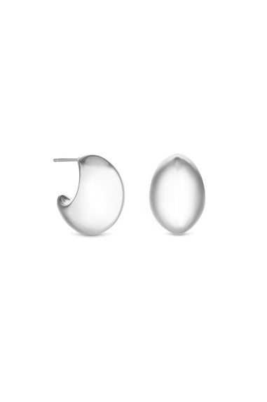 Mood Silver Polished Dome Hoop Earrings