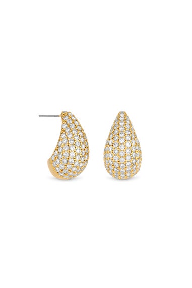 Mood Gold Crystal Dome Hoop Earrings