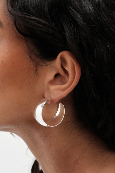 Mood Silver Recycled Cow Bell Hoop Earrings