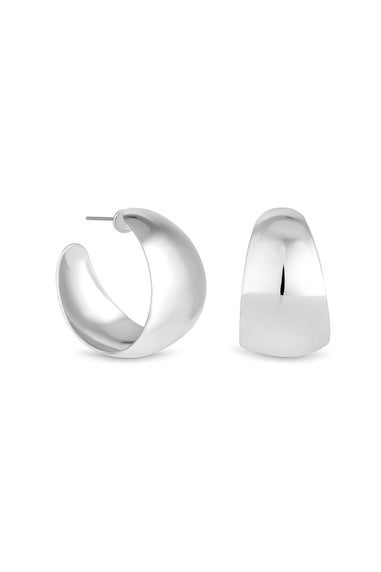 Mood Silver Recycled Cow Bell Hoop Earrings