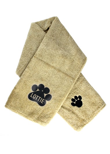 Personalised Memento Company Stone Paw Print Microfibre Pet Towel