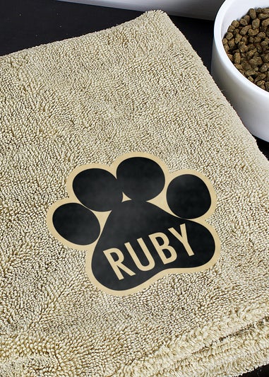 Personalised Memento Company Stone Paw Print Microfibre Pet Towel