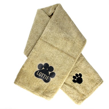 Personalised Memento Company Stone Paw Print Microfibre Pet Towel