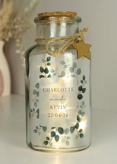 Personalised Memento Company Clear Botanical LED Glass Jar