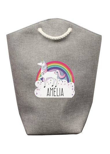 Personalised Memento Company Grey Unicorn Storage Bag