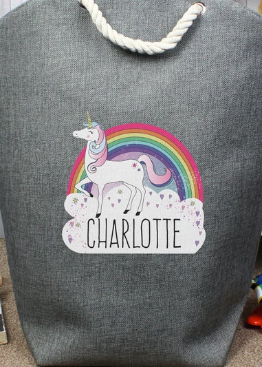 Personalised Memento Company Grey Unicorn Storage Bag