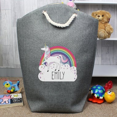 Personalised Memento Company Grey Unicorn Storage Bag