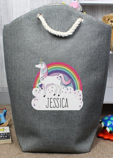 Personalised Memento Company Grey Unicorn Storage Bag