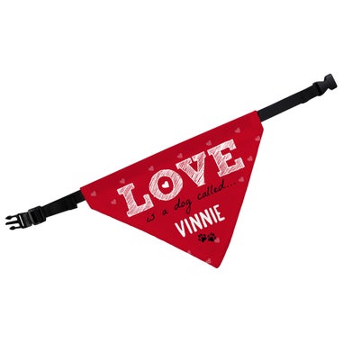 Personalised Memento Company Red Love is... Dog Bandana