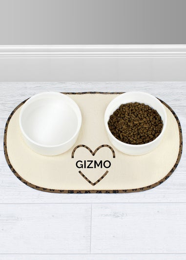 Personalised Memento Company Stone Love Heart Microfibre Pet Bowl Mat