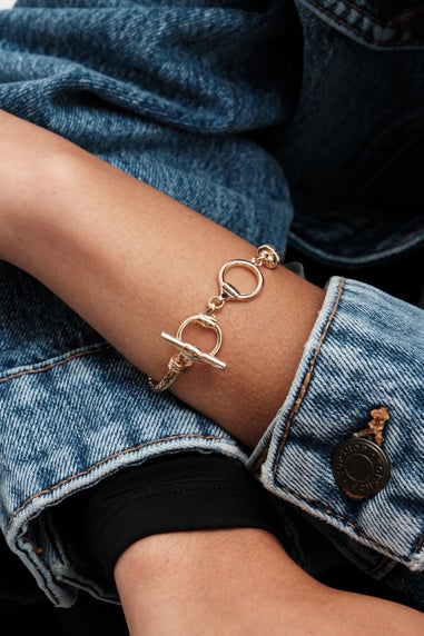 Mood Gold Flat Cobra Station Chain T-Bar Bracelet