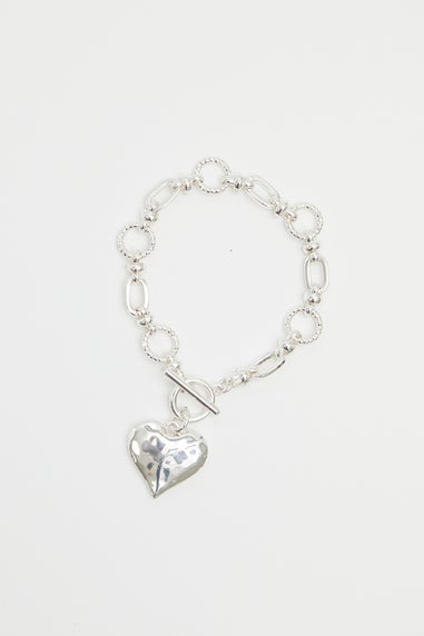 Mood Silver Molten Heart Ball Chain Bracelet