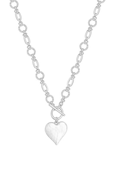 Mood Silver Molten Heart Ball Chain Long Pendant Necklace