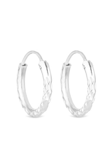 Simply Silver Sterling Silver 925 Silver Mini Diamond Cut Hoop Earring