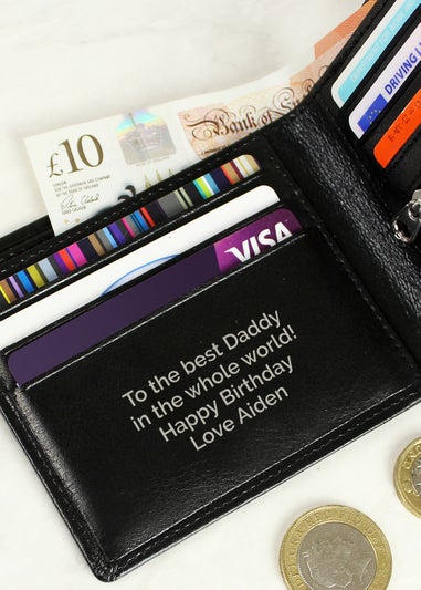 Personalised Memento Company Black Free Text Leather Wallet