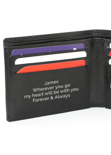 Personalised Memento Company Black Free Text Leather Wallet