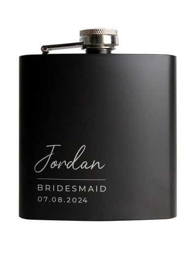 Personalised Memento Company Black Free Text Script Hip Flask