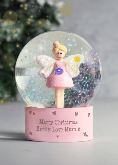 Personalised Memento Company Pink Fairy Glitter Snow Globe