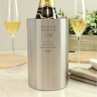 Personalised Memento Company Silver Free Text Wine Cooler