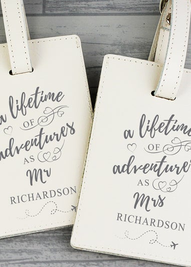 Personalised Memento Company Cream Lifetime of Adventures' Couples Luggage Tags