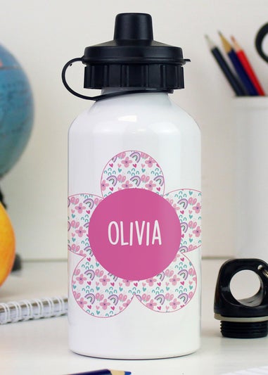 Personalised Memento Company White Flower Drinks Bottle