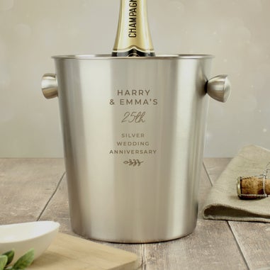 Personalised Memento Company Silver Free Text Stainless Steel Ice Bucket