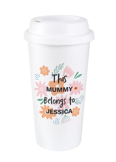 Personalised Memento Company White Floral Travel Mug