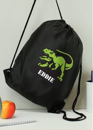 Personalised Memento Company Black Dinosaur Kit Bag