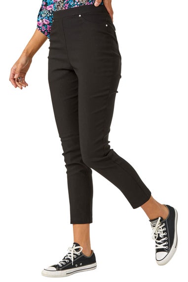 Roman Black Elastic Waist Stretch Jean Trouser