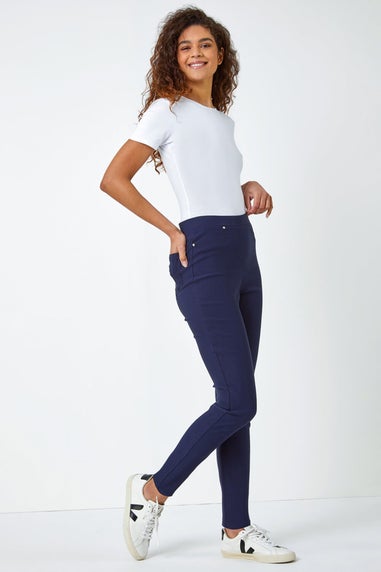 Roman Navy Elastic Waist Stretch Jean Trouser