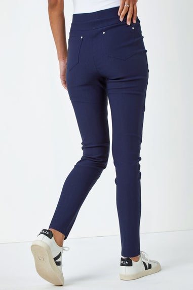 Roman Navy Elastic Waist Stretch Jean Trouser