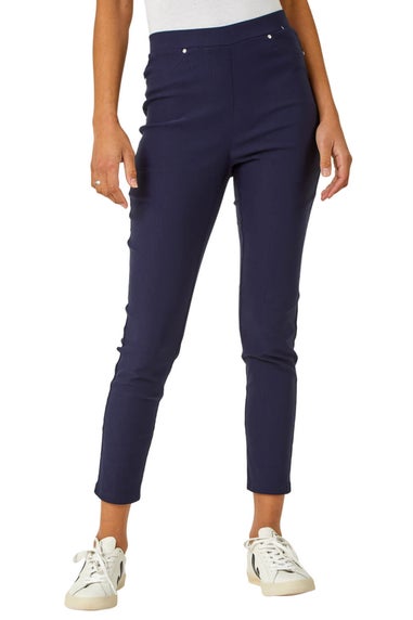 Roman Navy Elastic Waist Stretch Jean Trouser