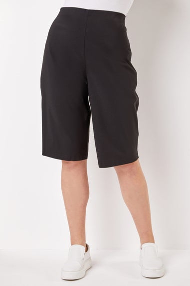 Roman Black Curve Knee Length Elastic Waist  Shorts