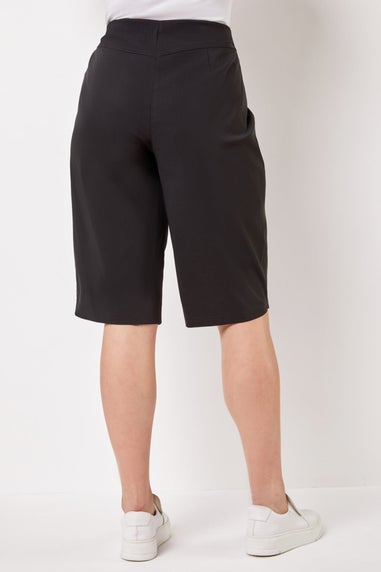 Roman Black Curve Knee Length Elastic Waist  Shorts