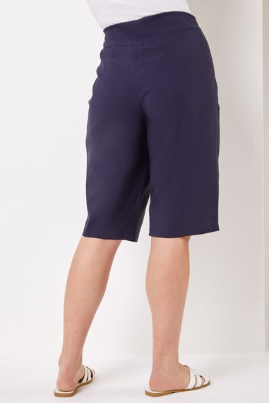 Roman Navy Curve Knee Length Stretch Shorts