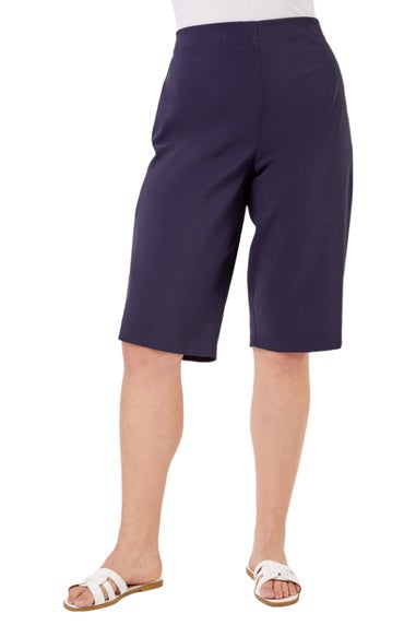 Roman Navy Curve Knee Length Stretch Shorts